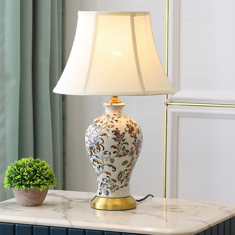 Drum Iron Ceramic Fabric Table Lamp
