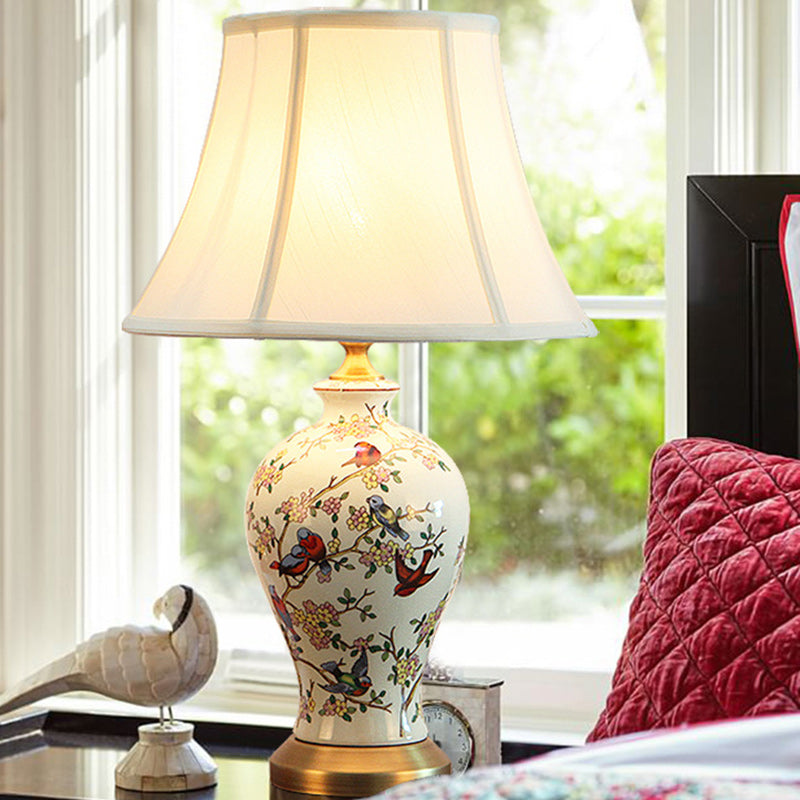 Drum Iron Ceramic Fabric Table Lamp