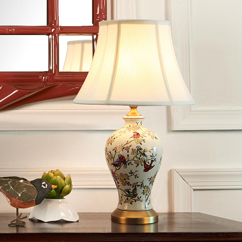 Drum Iron Ceramic Fabric Table Lamp