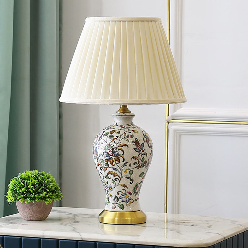 Drum Iron Ceramic Fabric Table Lamp