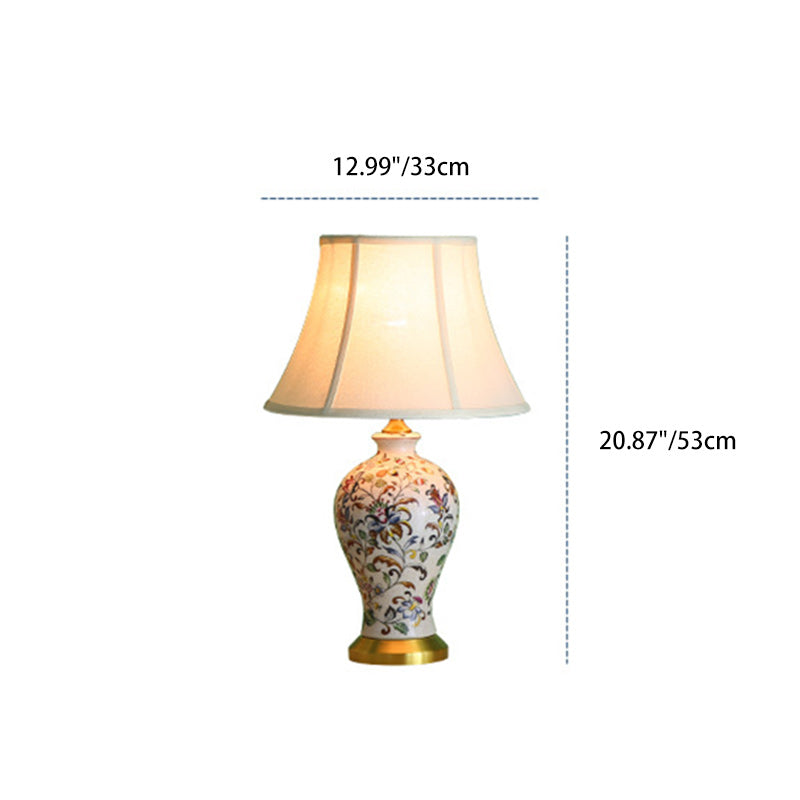 Drum Iron Ceramic Fabric Table Lamp