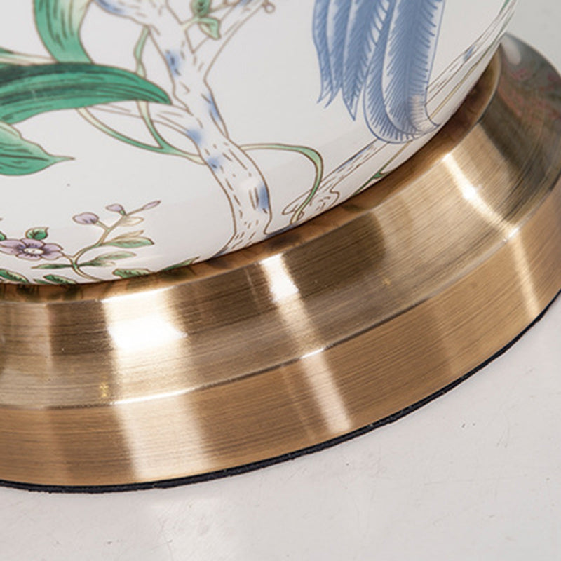 Drum Copper Ceramic Fabric Table Lamp