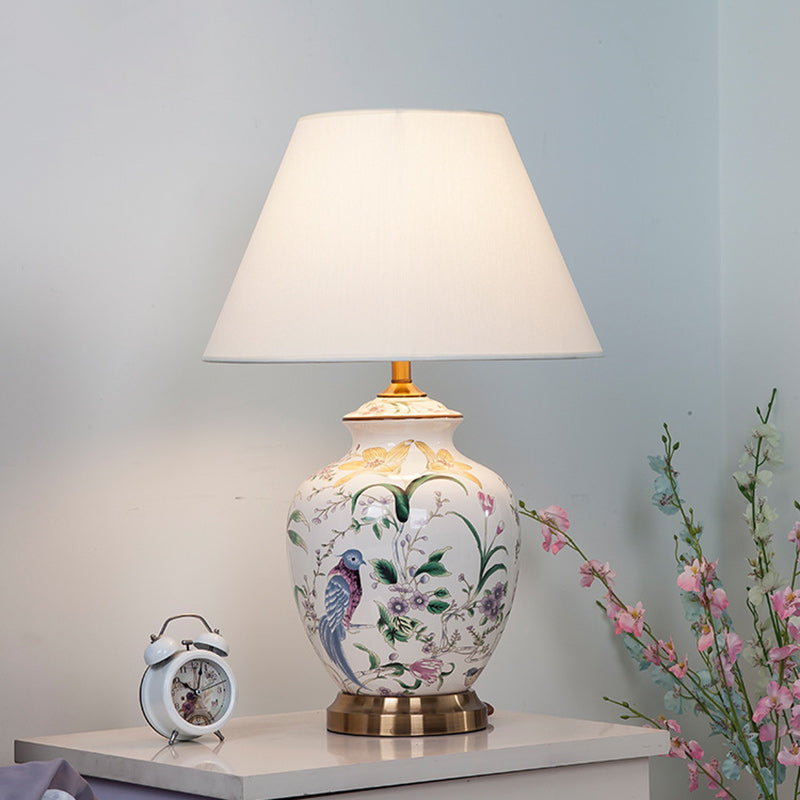 Drum Copper Ceramic Fabric Table Lamp