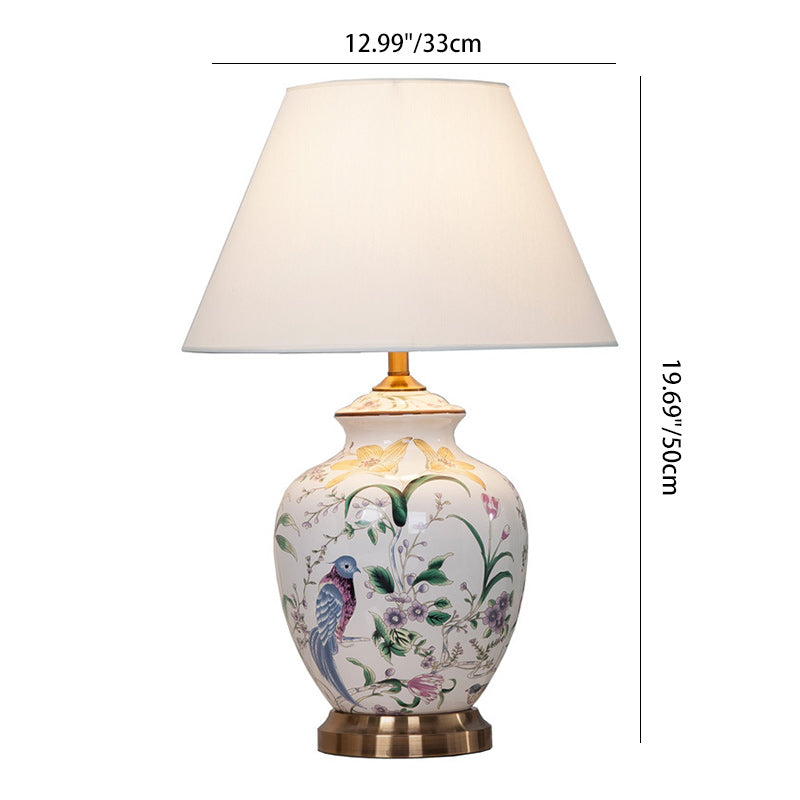 Drum Copper Ceramic Fabric Table Lamp