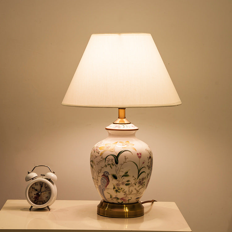 Drum Copper Ceramic Fabric Table Lamp