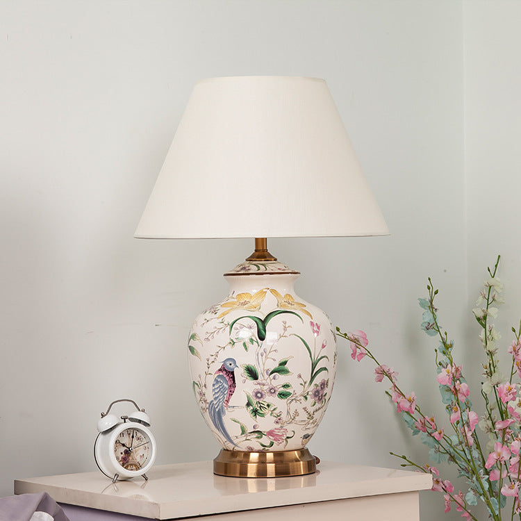 Drum Copper Ceramic Fabric Table Lamp