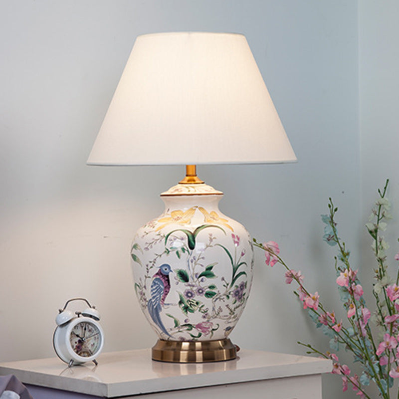Drum Copper Ceramic Fabric Table Lamp