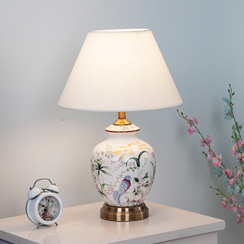 Drum Copper Ceramic Fabric Table Lamp