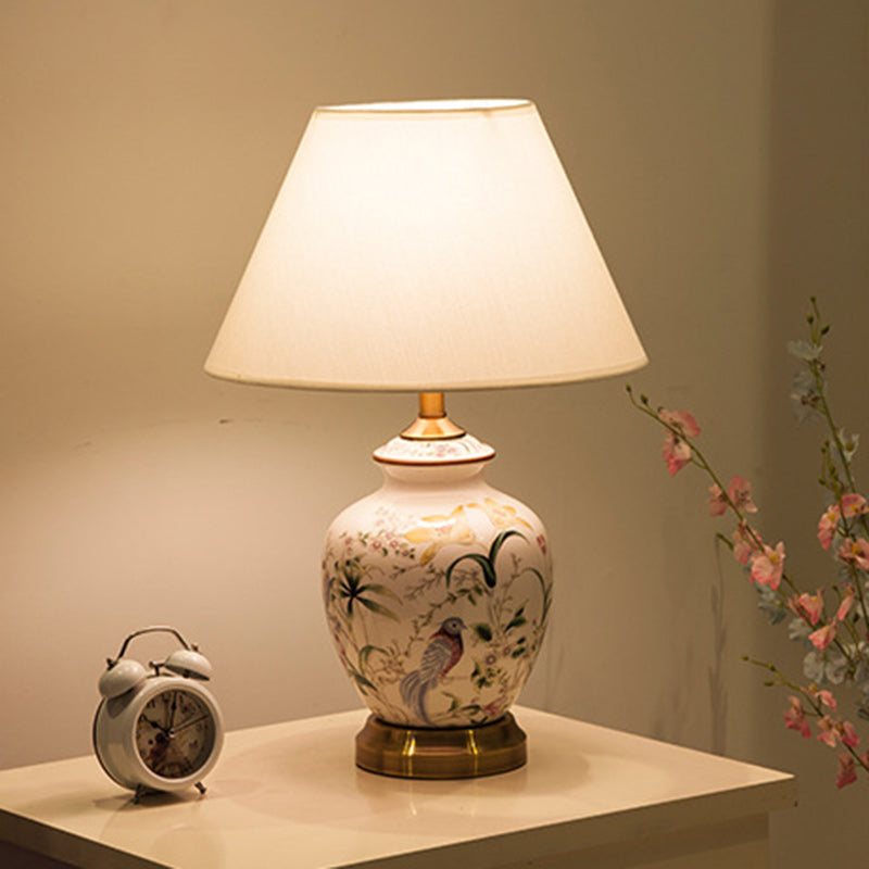 Drum Copper Ceramic Fabric Table Lamp