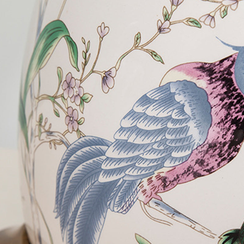 Drum Copper Ceramic Fabric Table Lamp