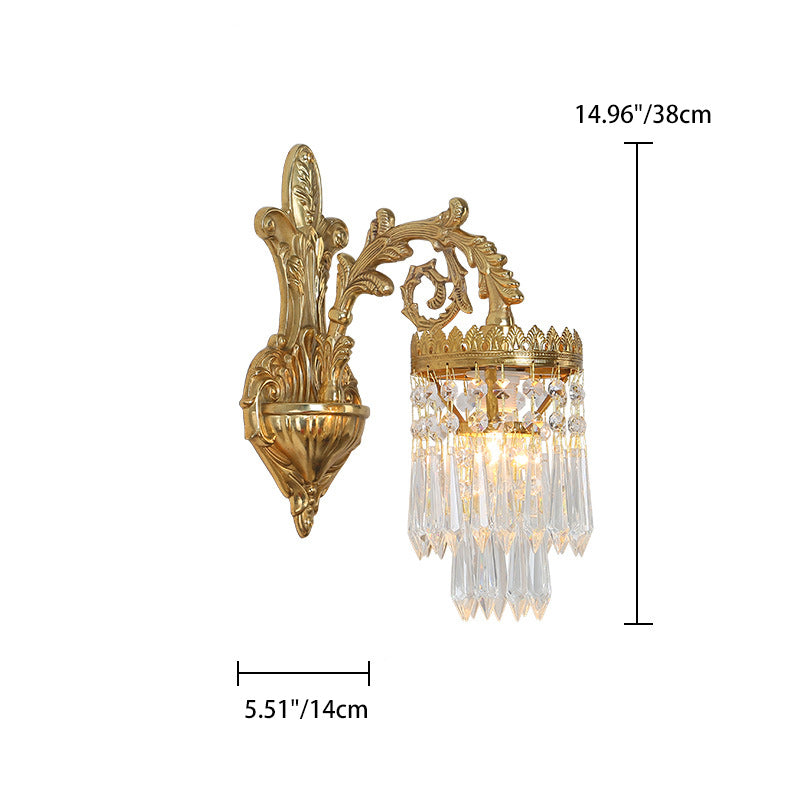 Teardrop Copper Crystal Living Wall Lamp