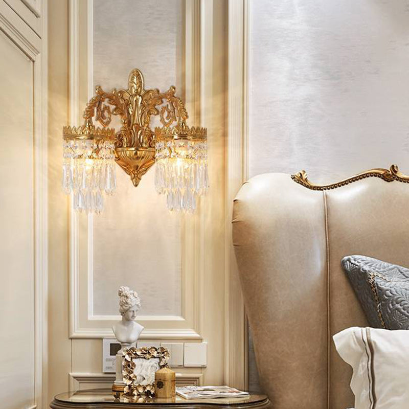 Teardrop Copper Crystal Living Wall Lamp