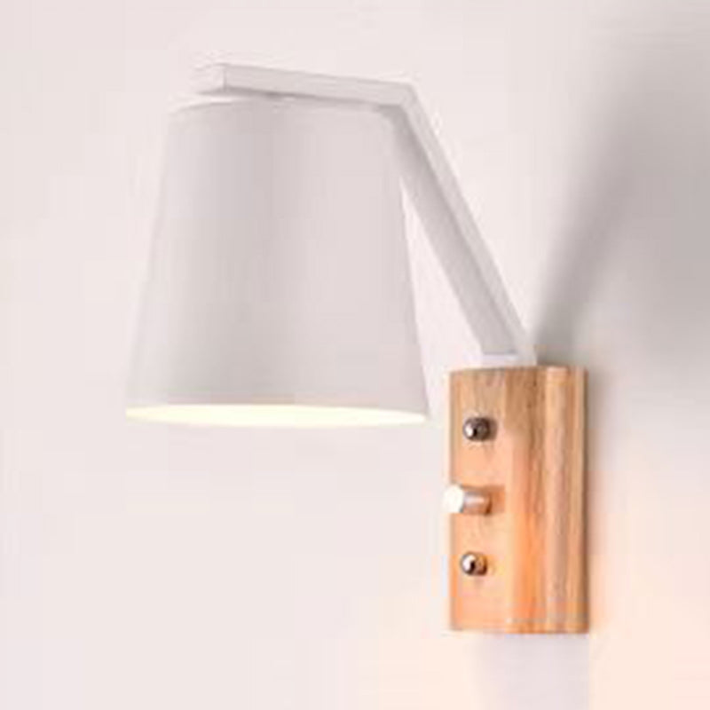 Drum Wood Glass Living Wall Lamp