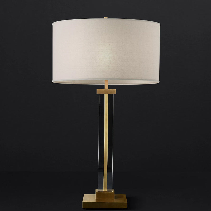 Cylinder Copper Fabric Living Table Lamp