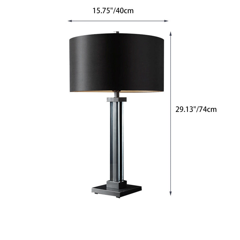 Cylinder Copper Fabric Living Table Lamp
