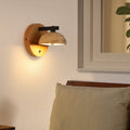 Dome Iron Wood Stone Wall Lamp