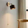 Cylinder Copper Wood Living Wall Lamp