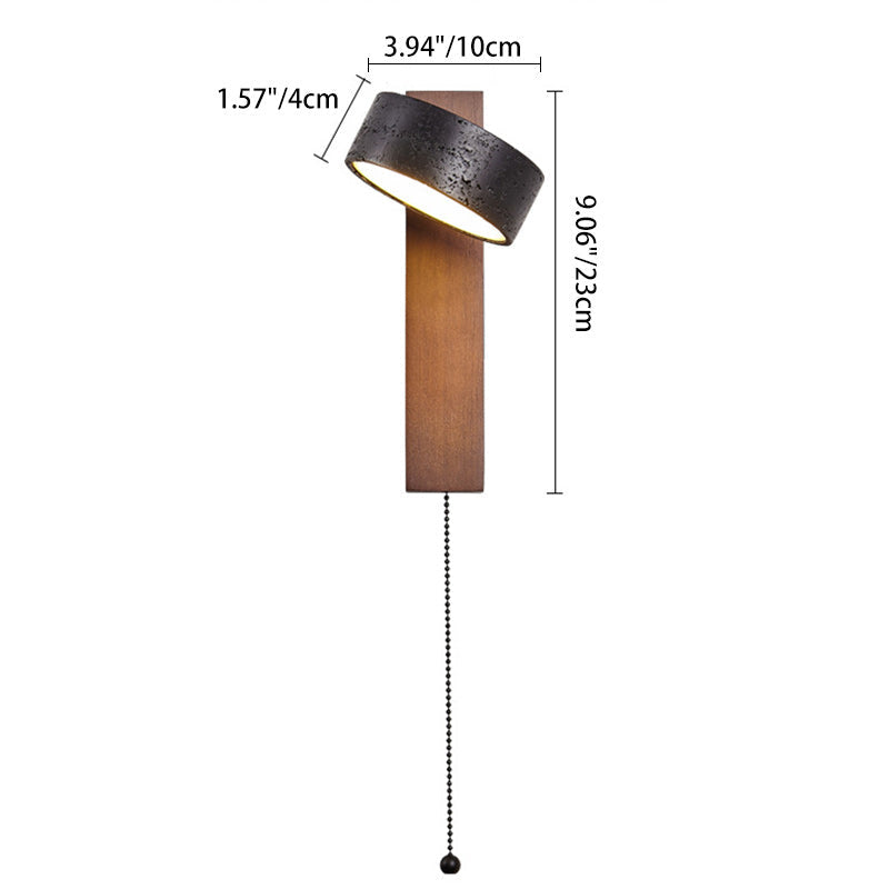 Cylinder Wood Stone Living Wall Lamp