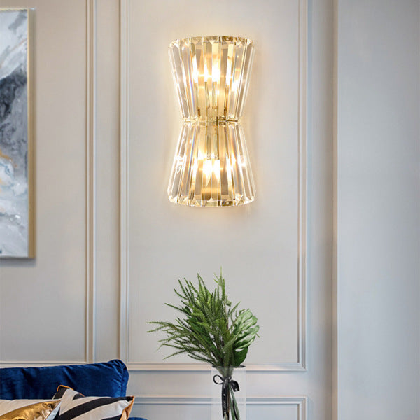 Cylinder Steel Crystal Living 2-Light Wall Lamp