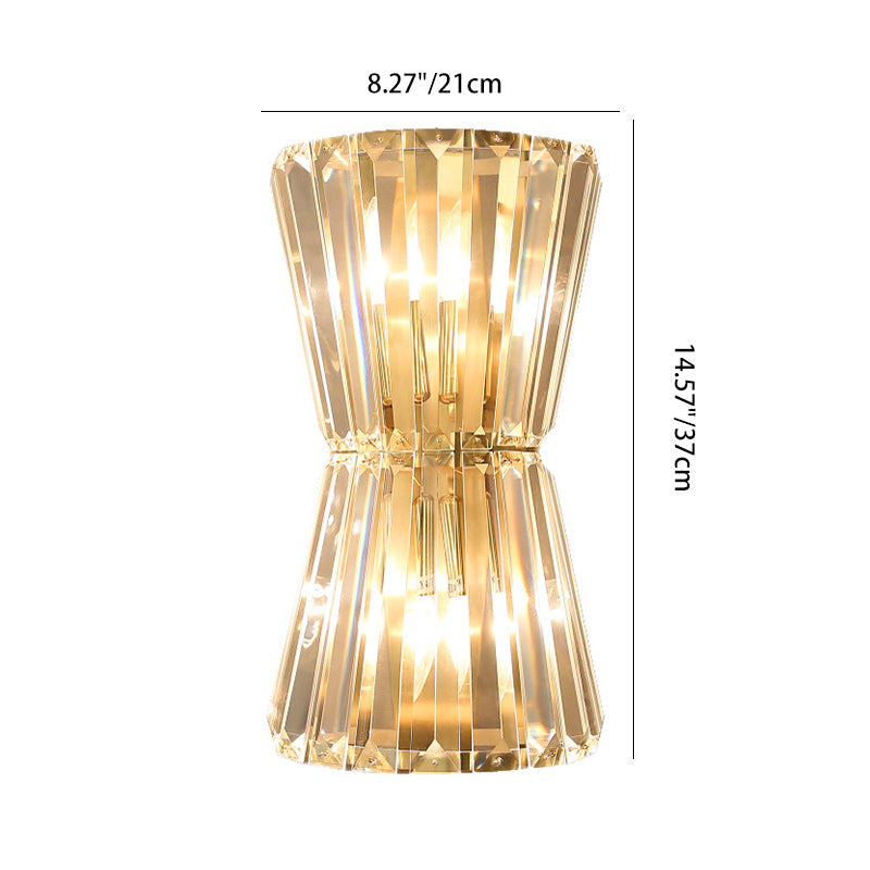 Cylinder Steel Crystal Living 2-Light Wall Lamp