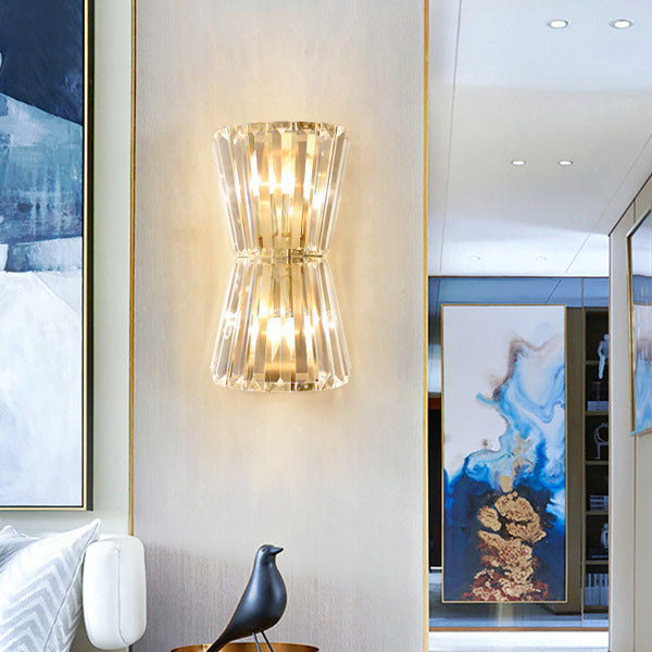 Cylinder Steel Crystal Living 2-Light Wall Lamp