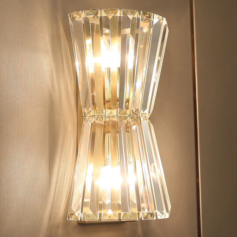 Cylinder Steel Crystal Living 2-Light Wall Lamp