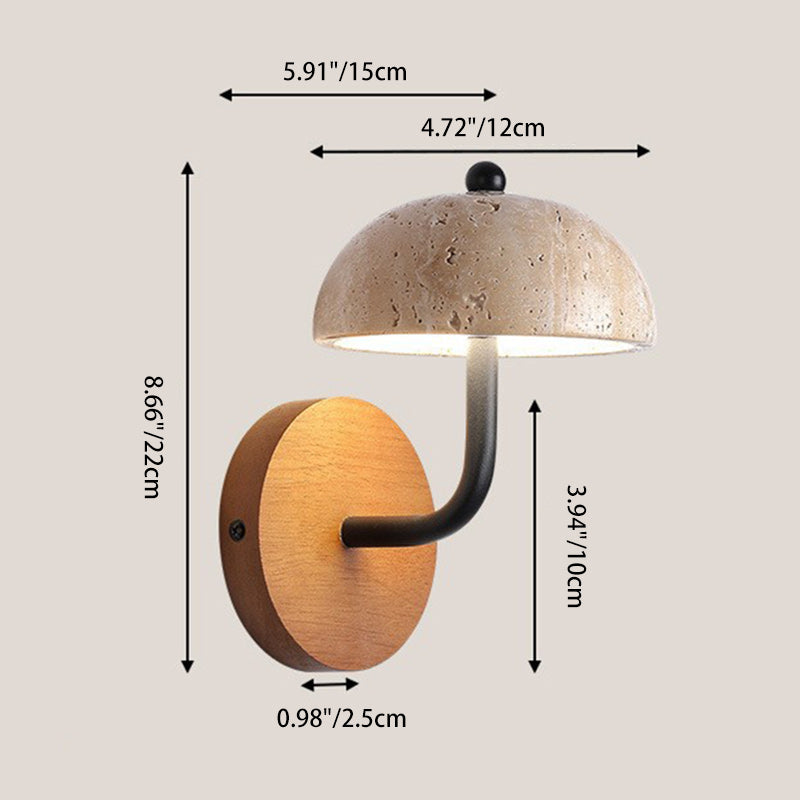 Dome Wood Stone Living Wall Lamp