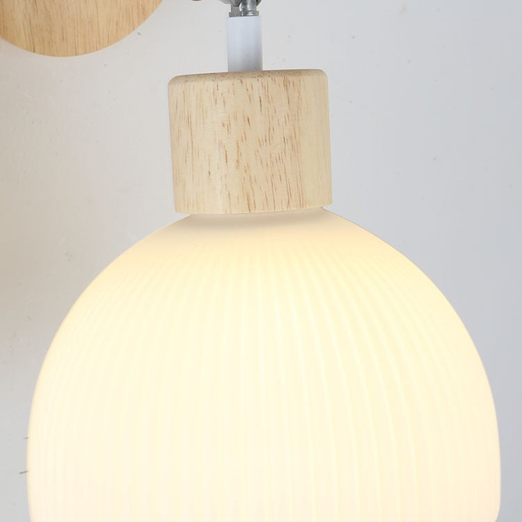 Dome Wood Glass Living Wall Lamp