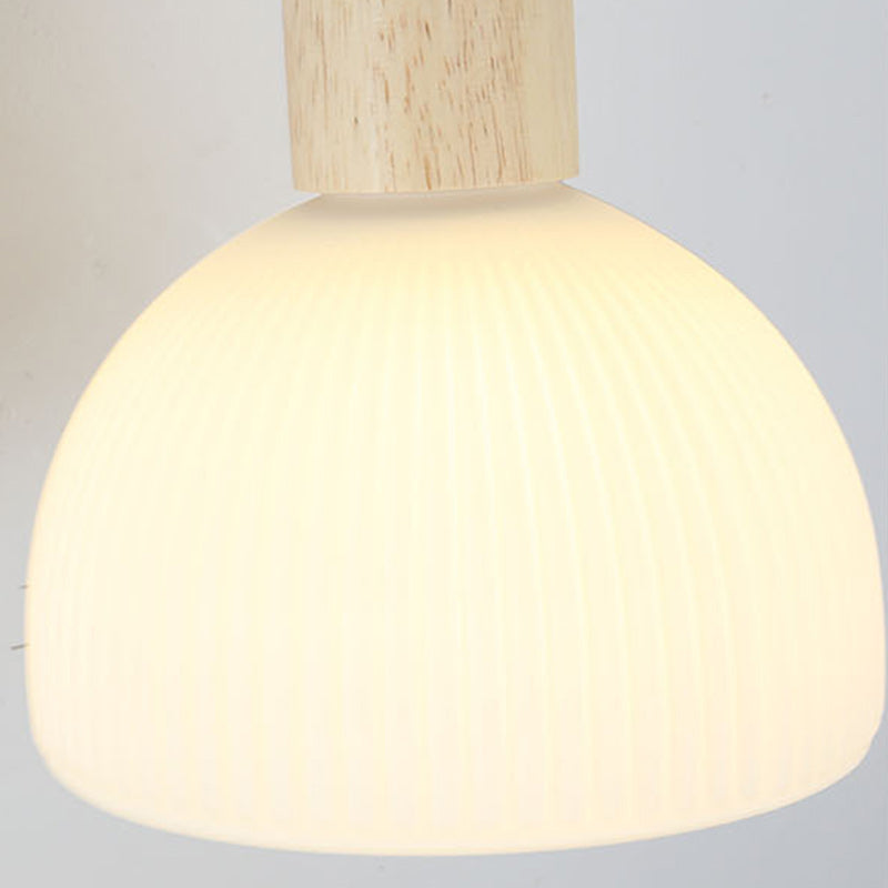 Dome Wood Glass Living Wall Lamp
