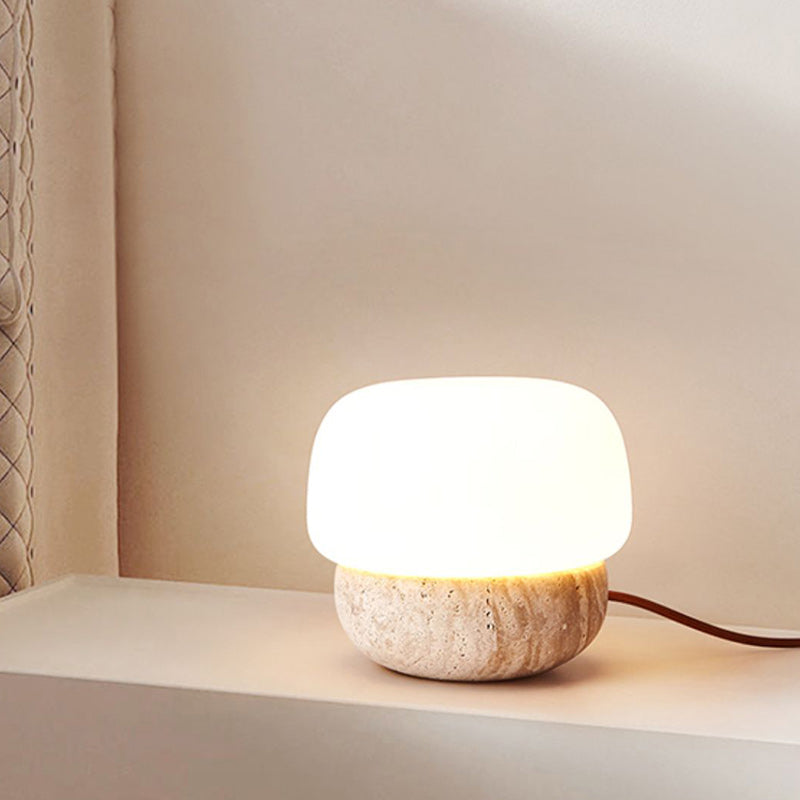 Cylinder Stone Glass Living Table Lamp