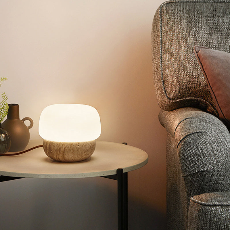 Cylinder Stone Glass Living Table Lamp