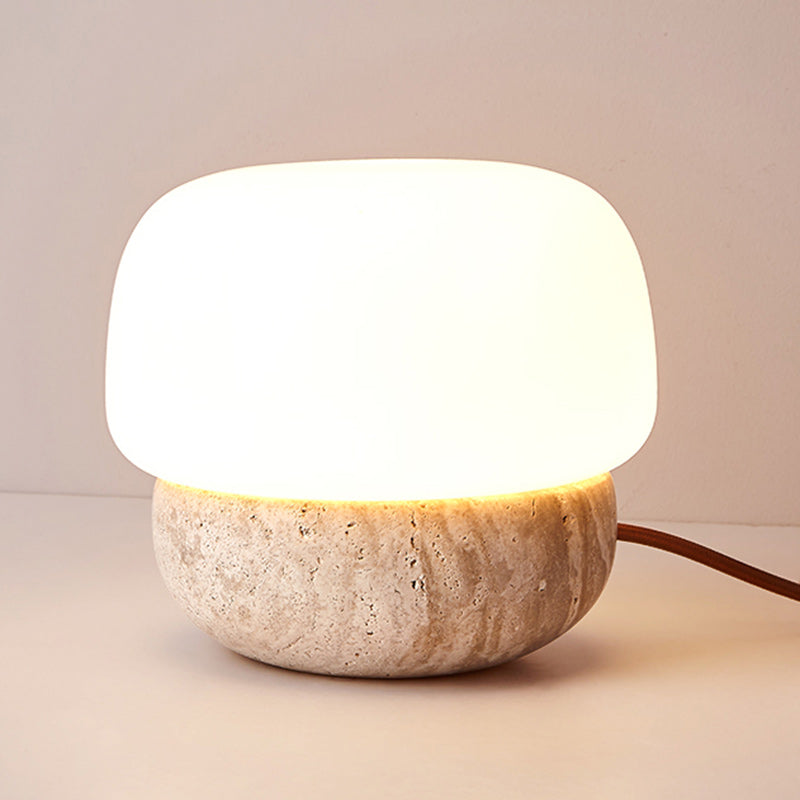 Cylinder Stone Glass Living Table Lamp