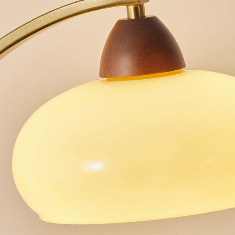 Round Wood Iron Glass Table Lamp