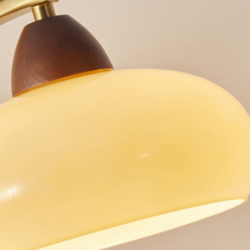 Round Wood Iron Glass Table Lamp