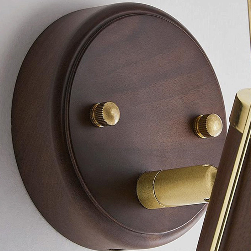 Round Wood Iron Acrylic Wall Lamp