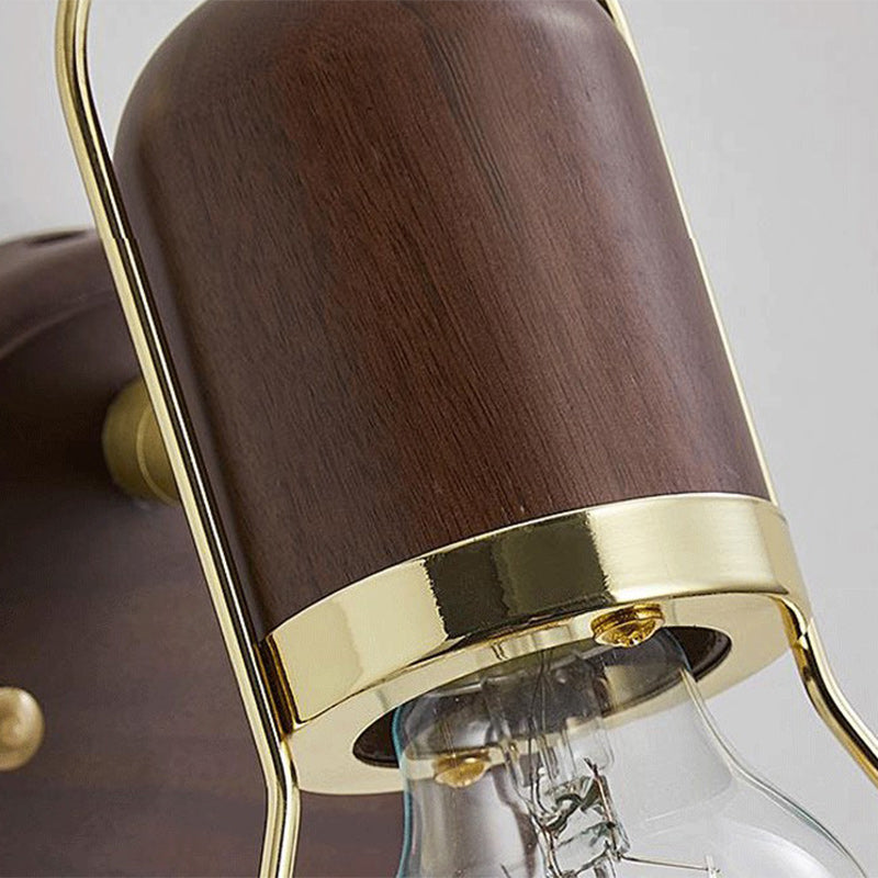 Round Wood Iron Acrylic Wall Lamp
