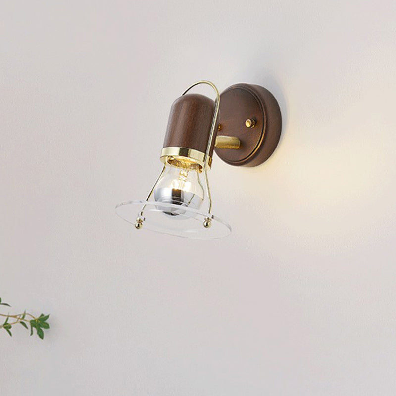 Round Wood Iron Acrylic Wall Lamp