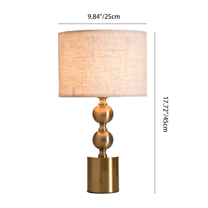 Cylinder Iron Fabric Living Table Lamp
