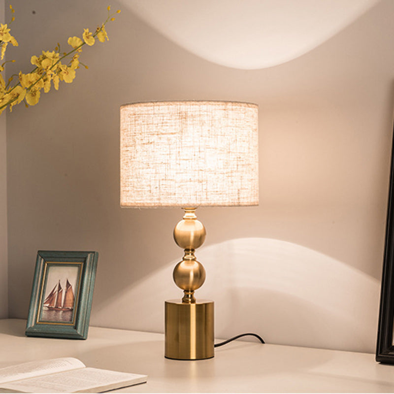 Cylinder Iron Fabric Living Table Lamp