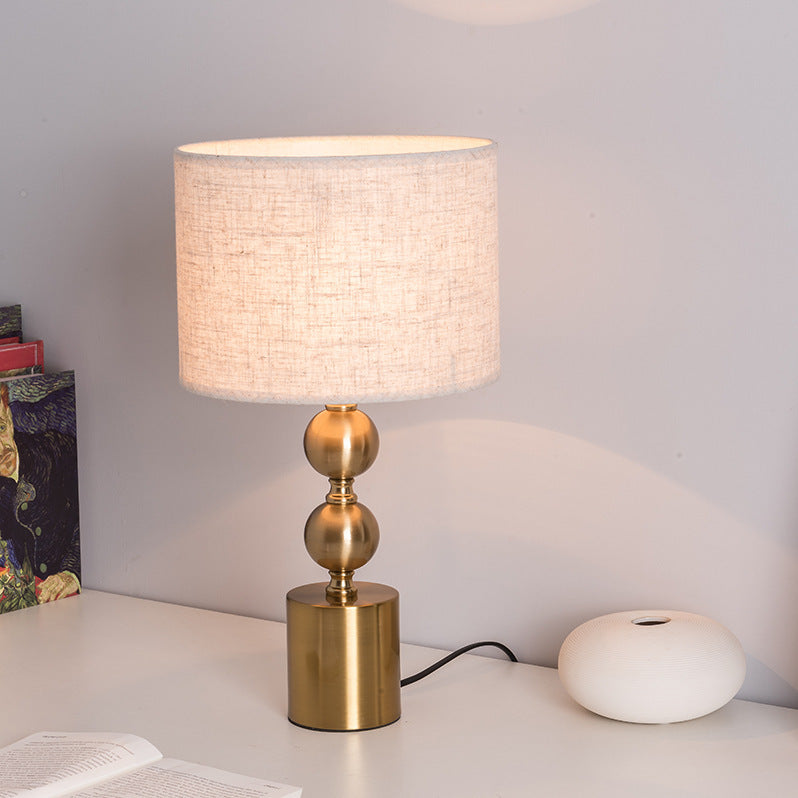Cylinder Iron Fabric Living Table Lamp