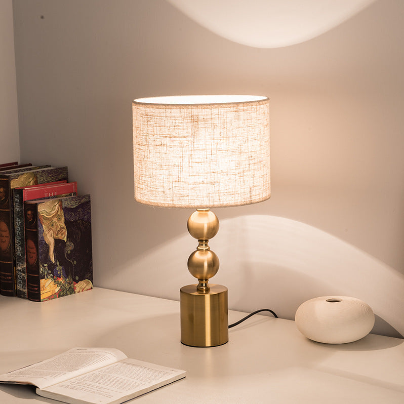 Cylinder Iron Fabric Living Table Lamp