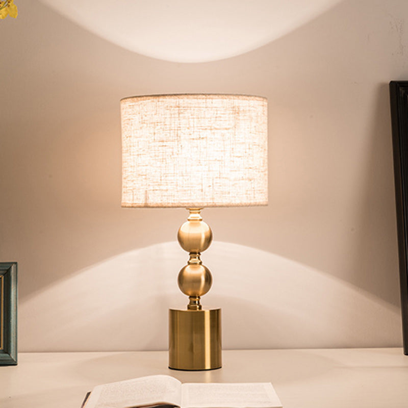 Cylinder Iron Fabric Living Table Lamp