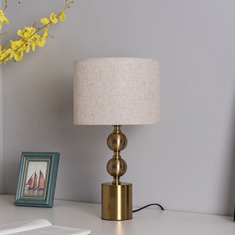 Cylinder Iron Fabric Living Table Lamp