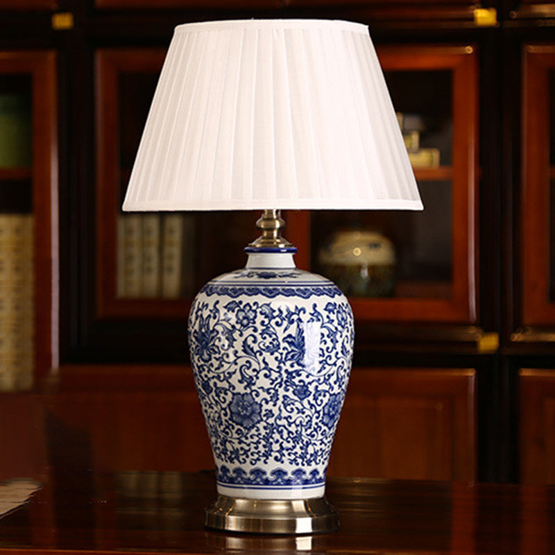 Drum Ceramic Fabric Living Table Lamp