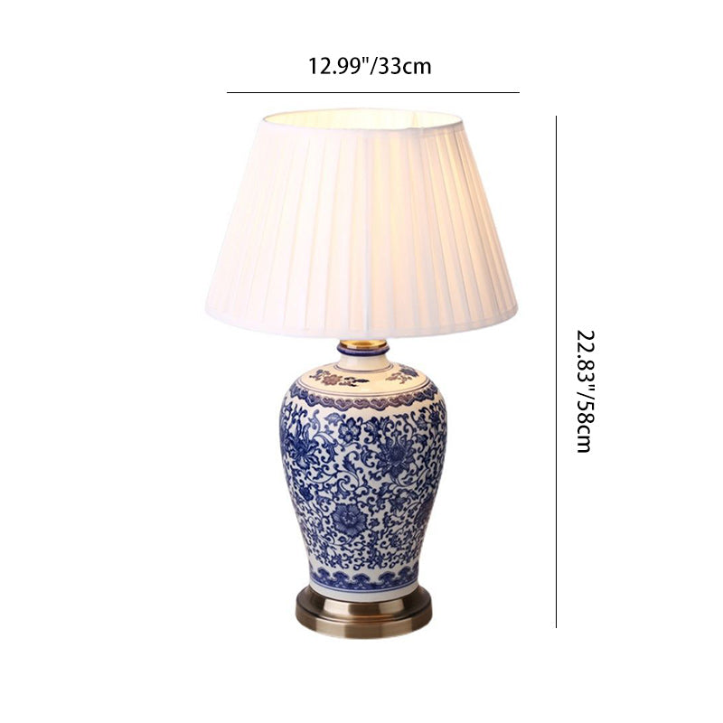 Drum Ceramic Fabric Living Table Lamp