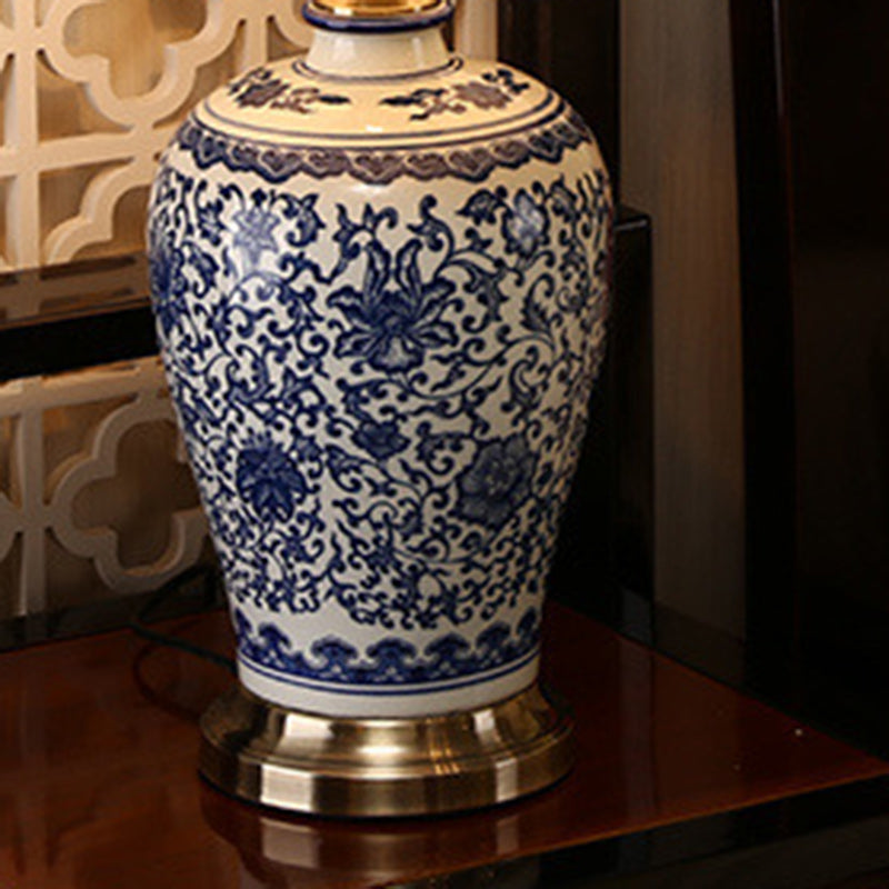 Drum Ceramic Fabric Living Table Lamp
