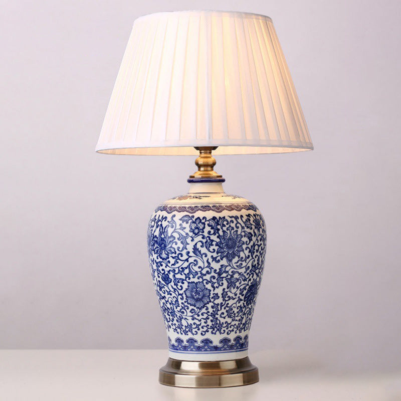 Drum Ceramic Fabric Living Table Lamp