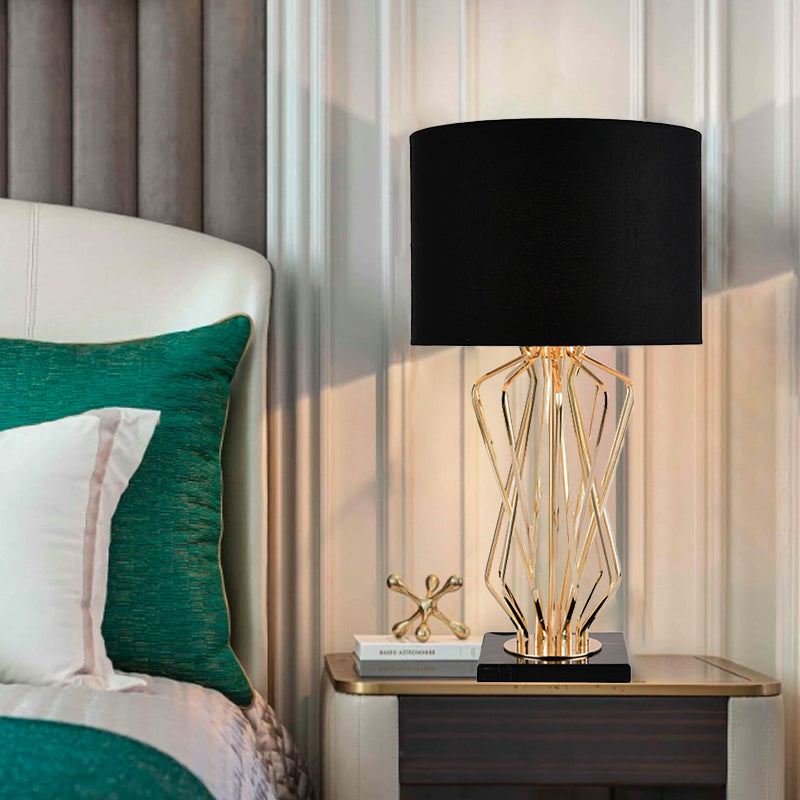 Cylinder Iron Fabric Living Table Lamp