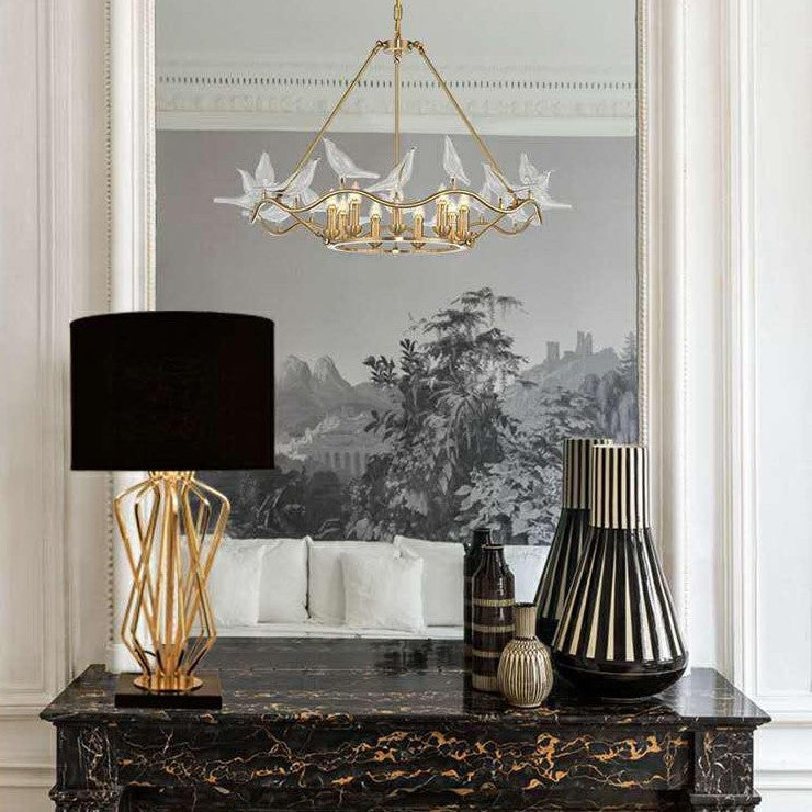 Cylinder Iron Fabric Living Table Lamp