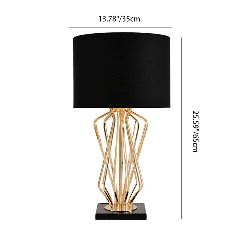 Cylinder Iron Fabric Living Table Lamp